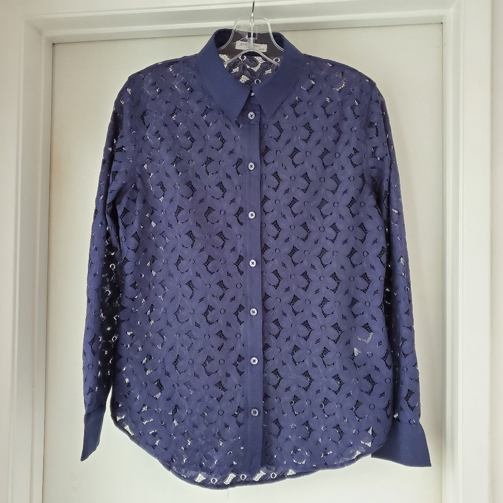 Equipment lace button-up top